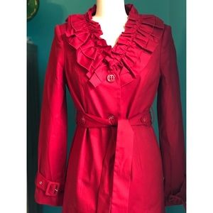 The Limited cherry red rain/trench coat